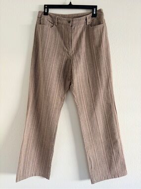 Vintage 70s style Rafaella Brown Taupe Pinstripe Wide Leg Pants